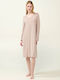 Vamp Winter Damen Nachthemd Beige Peach