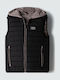 Kids' Quilted Jacket Sleeveless Double Sided with Hood Μαύρο Γκρί