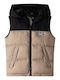 Kids' Quilted Jacket Sleeveless with Hood Μαύρο Πούρο