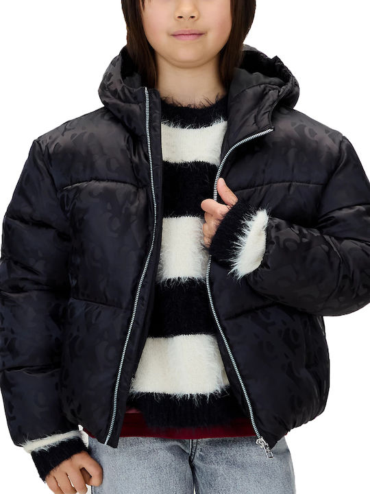 Kinder Steppjacke mit Kapuze Black