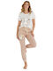 Set Pijamale pentru Femei Pastel Beige