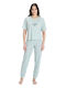 Pijadore Winter Damen Pyjama-Set Bay Leaf Mint