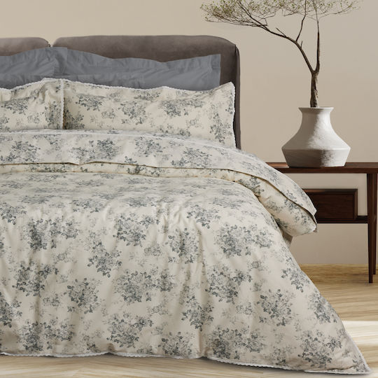Das Home Комплект Плик за Завивка Кинг Сайз с 2 Калъфки 220x240 Prestige 1712 Grey, Ivory