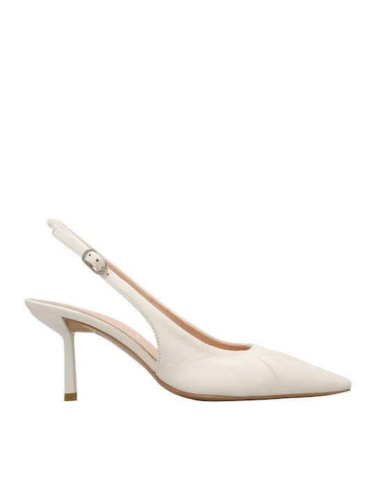 Haralas Leather White Medium Heels