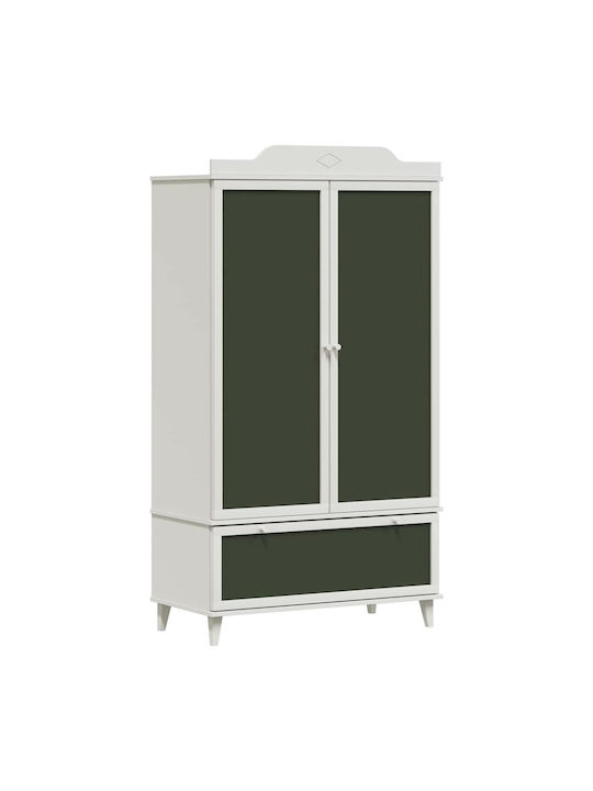 Zwei Türen Schrank mit 1 Schublade Weiß 90x45x165cm