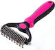 Dog Comb Medium for Long-Haired Dogs Double Sided Hair Removal Pink