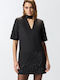 Lipogramma Mini Summer Mini Evening Dress Satin Black