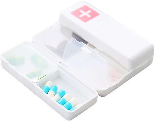 Medicine Storage Box 7 Individually Sealed Compartments Foldable Portable Flippy White Red