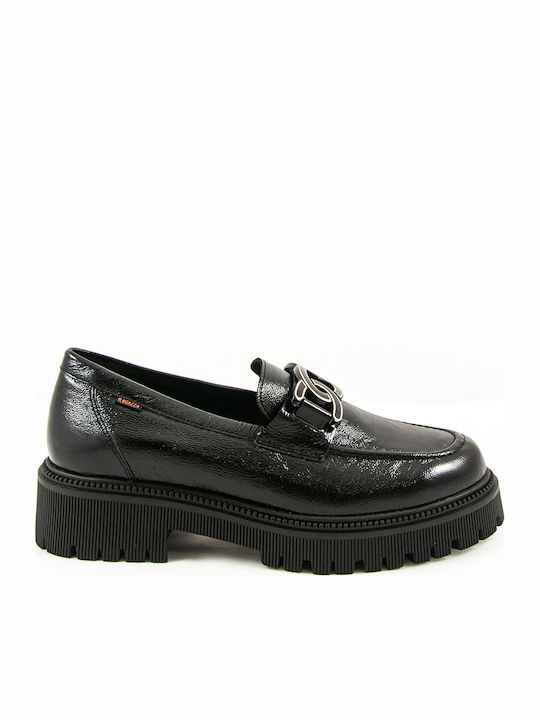 Patent Leather Women's Moccasins in Black Color