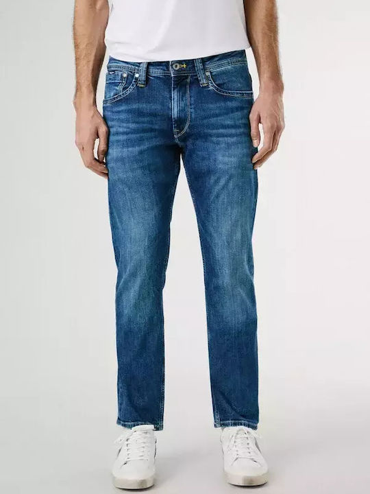 Cash Men's Jeans Pants Elastic with Regular Straight Fit Blue