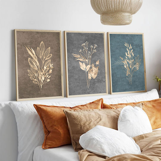 Three-Piece Painting 105x50 A-g 693bse1961 105x50 Wooden