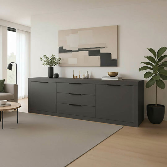 Bufet Doha din Lemn cu Sertare Anthracite Shade 210x45x80.5cm Bufet Doha din Lemn cu Sertare Anthracite Shade 210x45x80.5cm