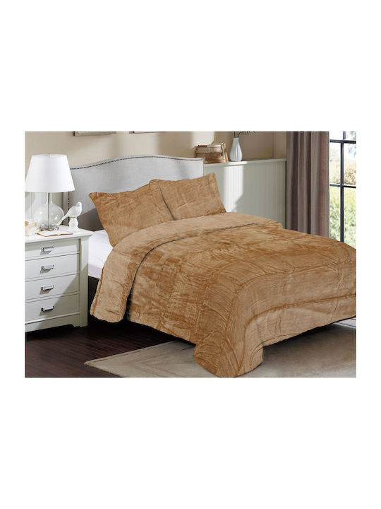 Dimcol Solid Κουβέρτα Fleece Μονή 160x220εκ. Beige