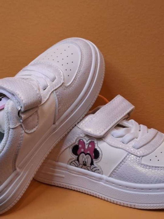Kids Sneakers with Hoop & Loop Closure White