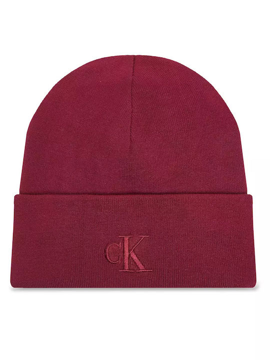 Beanie Γυναικείος Σκούφος με Rib Πλέξη σε Μπορντό χρώμα