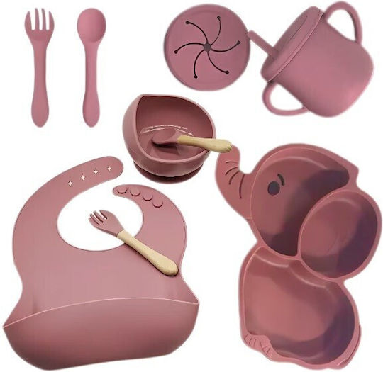 Set Essgeschirr aus Silikon mit rutschfester Basis Braun 10Stück für 6+ Monate
