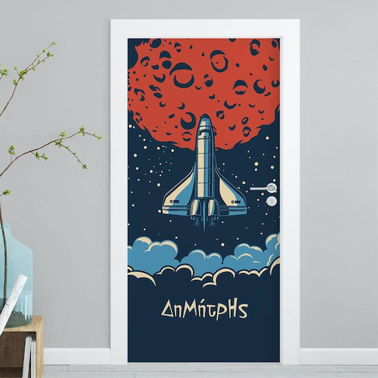 Door Sticker Space Rocket Custom Name Your Choice 110x180cm