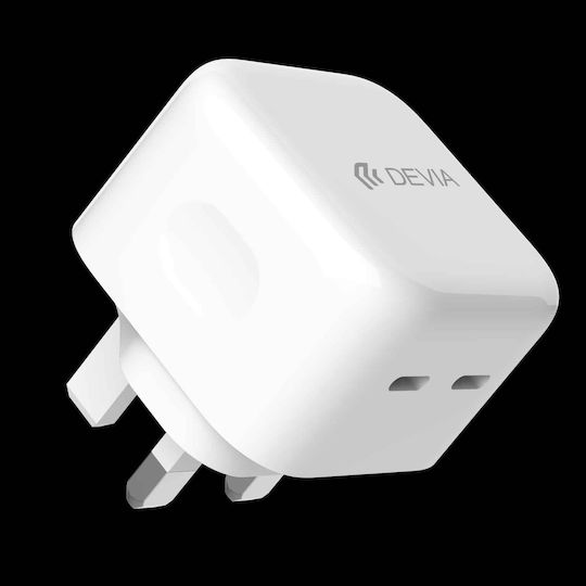 Devia Charger with Built-in Cable with 2 USB-C Ports 35W Power Delivery