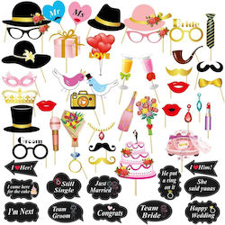 Set 60 Party Accessories Flippy Wedding Theme Photo Corner Props Glasses Hats Mustache Tie Events Multicolor
