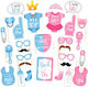 Set 30 Accesorii Pentru Petreceri Flippy Colț Foto Props Temă Baby Shower Dezvăluire Gen Albastru-Roz