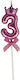 Lumânare Numărul 3 Flippy Coroană Fundiță Design Tort 6 X 2,5 Cm Violet