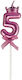 Number 5 Candle Flippy Crown Bow Design Cake 6 X 2.5 Cm Purple