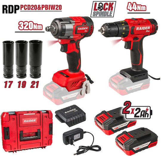030253 Set Mașină de găurit & Ciocanul Brushless 20V cu baterii 2Ah