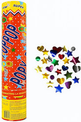 Confetti Cannon Flippy Party Popper 40 Cm Star Heart Shiny Sequin Design 3 Cm Diameter Multicolor