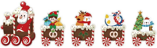Decorațiune De Crăciun Trenuleț Flippy De Grădină Tip 5 Figurine + Țepi Pentru Fixare În Sol Model Prieteni Moș Crăciun Din Plastic Rezistent La Apă Multicolor