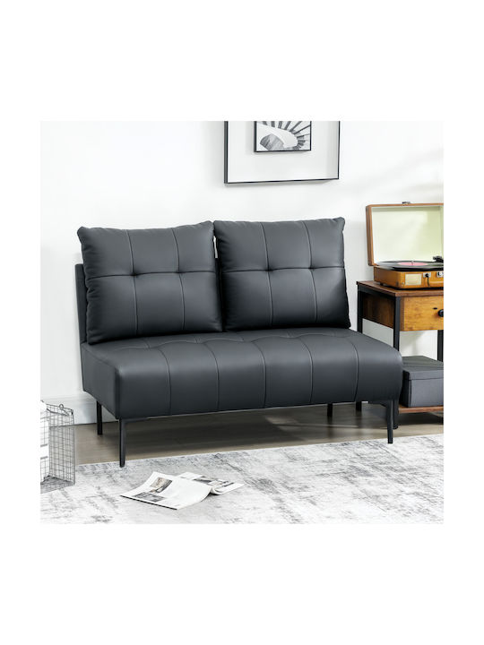 Cu două locuri Canapea Piele ecologică Negru 115x73x83cm.
