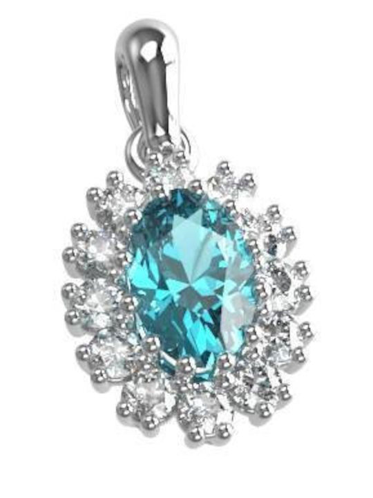 Prince Silvero Kremling Rosette aus Silber mit Zirkon Blau