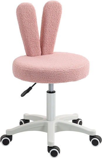 HomCom Office Chair with Adjustable Arms Pink Teddy
