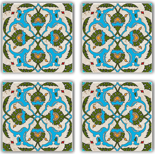 Hermia Σουβέρ Πέτρινο Πολύχρωμο 10x10cm 4τμχ