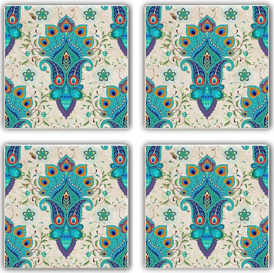 Hermia Suporturi pentru pahare din piatra Multicolor 10x10cm 4buc