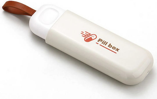 Cutie de Depozitare Medicamente Flippy Portabilă cu 3 Compartimente Tip Breloc din Plastic Glisantă Albă 10.7x3.6x1.6 Cm