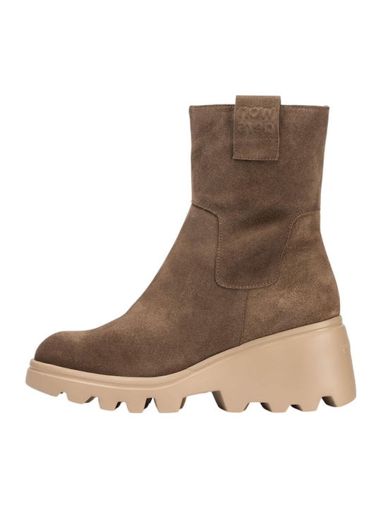 Wonders Suede Women's Ankle Boots Platform Brown