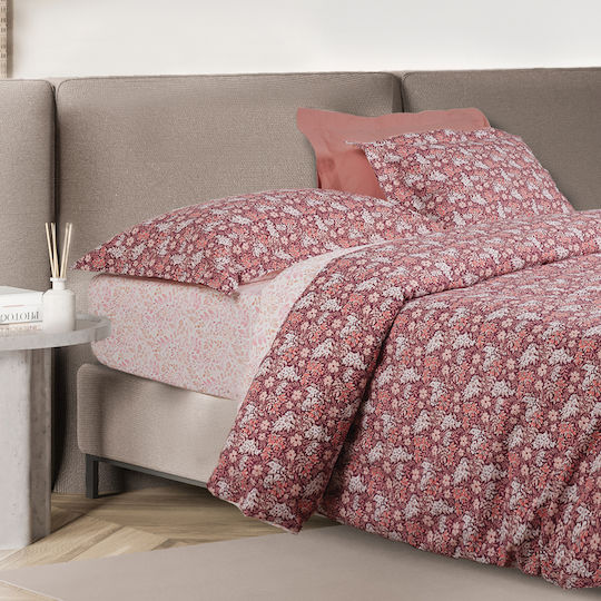 Das Home Set Semi-dublu 3buc 120x200+35cm cu Elastic Casual 5433 Bordeaux, Nude