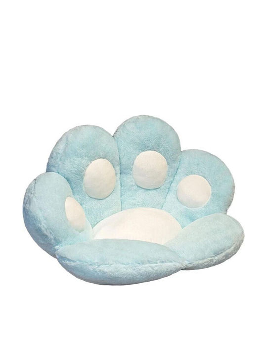 Decorative Pillow Flippy Cat Paw Pattern Plush Chair Sofa Floor 80 X 70 Cm Light Blue