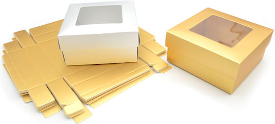Fensterdeckel Papier Box für Geschenke Silber 8x5x8cm. 12Stück