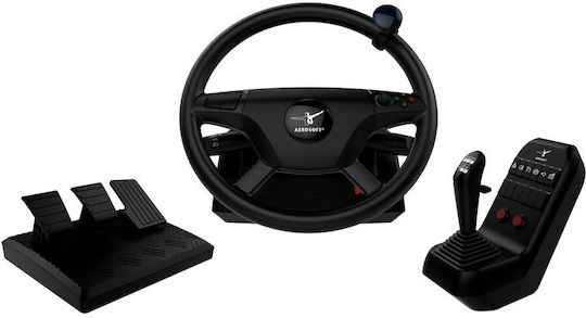 Aerosoft Steering Wheel with Shifter and Pedals for PC with 1080° Rotation (16037)