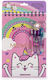 Sketchbook Tri-Coastal 5 Pens Eraser Stickers Caticorn