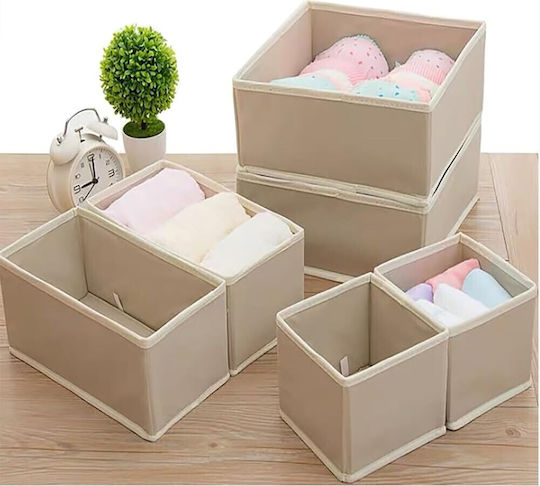 Stoff Schubladenorganisator für Socken / Unterwäsche / Krawatten in Weiß Farbe 6Stück