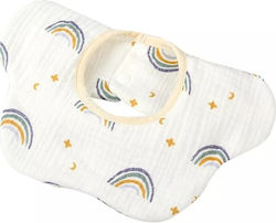 Σαλιάρα από 100% Βαμβάκι με Κουμπί White, Rainbow για 12 m+