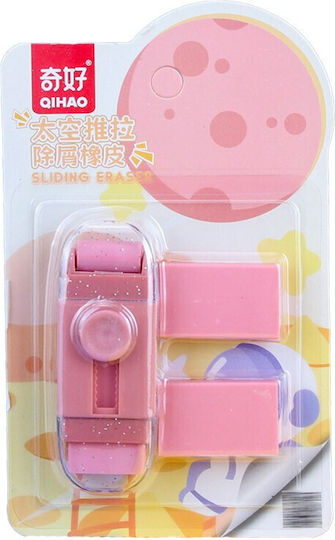 Retractable Eraser Flippy Astronaut Push-pull Model Students Push-type Eraser Two Replacement Erasers In Set Pink