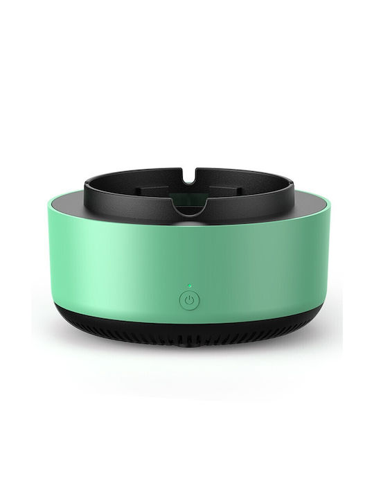 Multifunctional Ashtray Absorption Flippy Usb Charging Air Purifier Smoke Absorption Ashtray 14.5 X 14 X 7.5 Cm Green