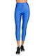 Women's Cropped Training Legging Shiny & High Waisted Royal Blue