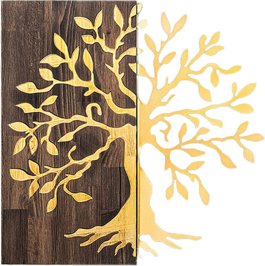 Wall Decor Tree Hm4751-metal Leaves Gold-wood 58x3 Depth X58h Wall Decor Tree Hm4751-metal Leaves Gold-wood 58x3 Depth X58h