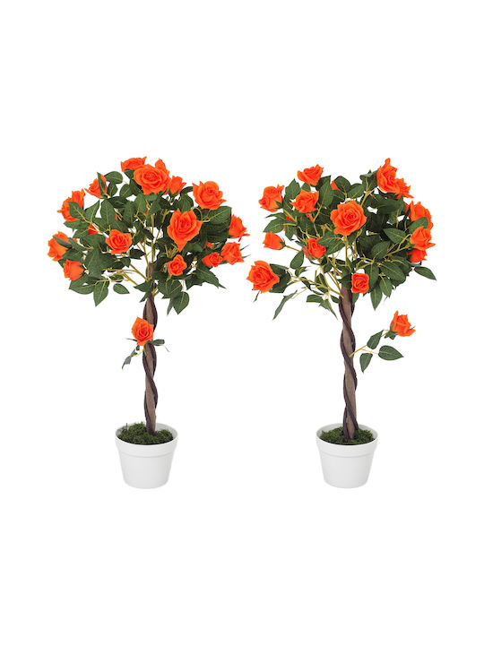 Outsunny Artificial Camellia Plant 21 Flowers P...