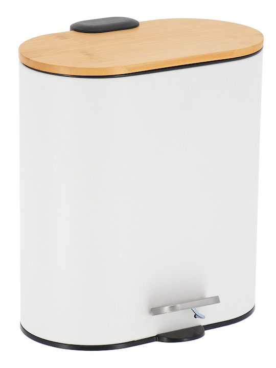 Eurocasa Bamboo Bathroom Basket Soft Close 5lt White
