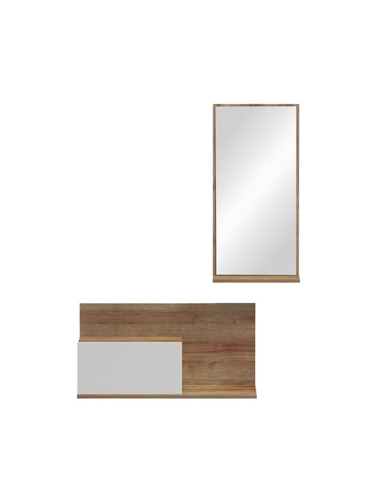 Miranda Entry Furniture with Mirror & Shoe Rack White-oak 60x30x89.5cm